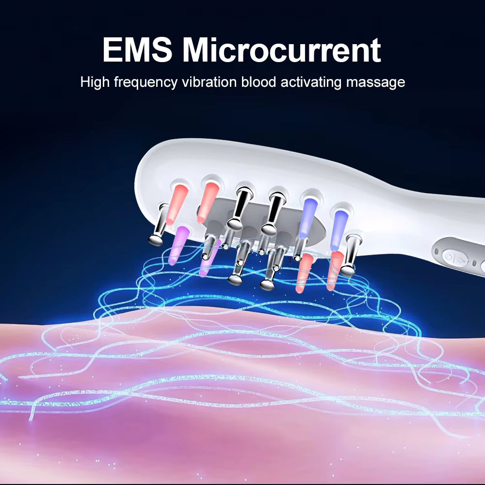 Electric Scalp Massage Comb Red Blue LED Light Therapy EMS Vibration Massage Brush Anti-Hair Loss Medicine Scalp Oil Applicator