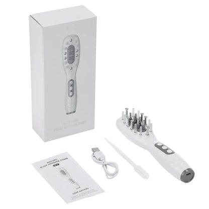 Electric Scalp Massage Comb Red Blue LED Light Therapy EMS Vibration Massage Brush Anti-Hair Loss Medicine Scalp Oil Applicator