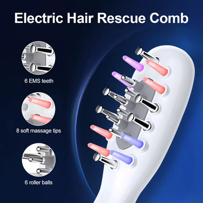 Electric Scalp Massage Comb Red Blue LED Light Therapy EMS Vibration Massage Brush Anti-Hair Loss Medicine Scalp Oil Applicator